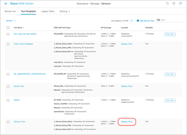 List of sensor tests created