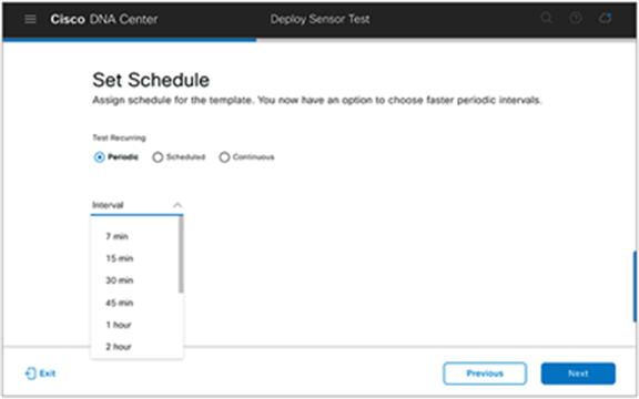 Configuring the schedule for the sensor test