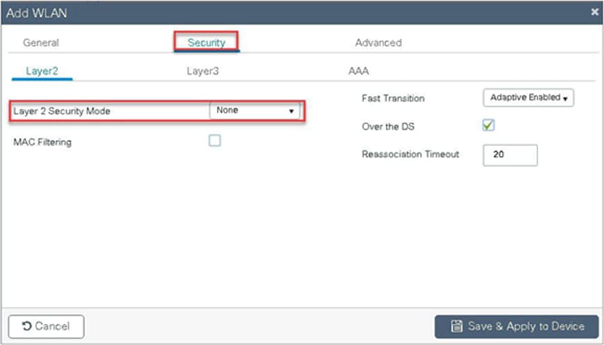 Layer 2 Security Mode