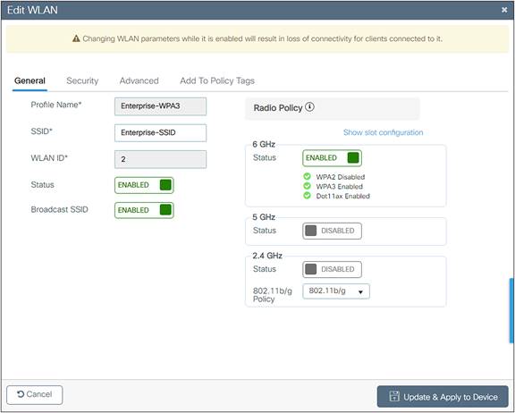 Legacy-friendly 6-GHz profile 2, General tab