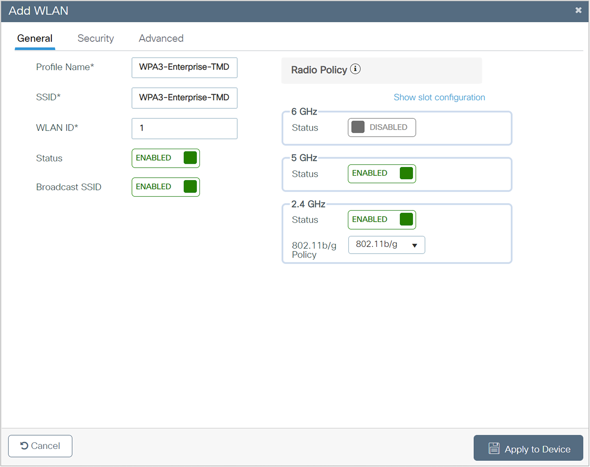 Radio Policy Configuration