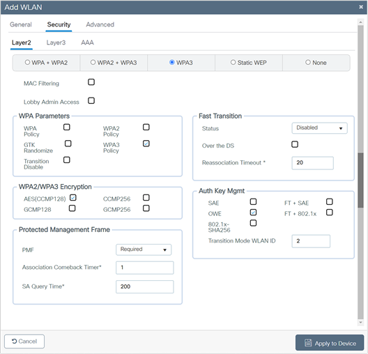 OWE with Transition Mode ID configuration