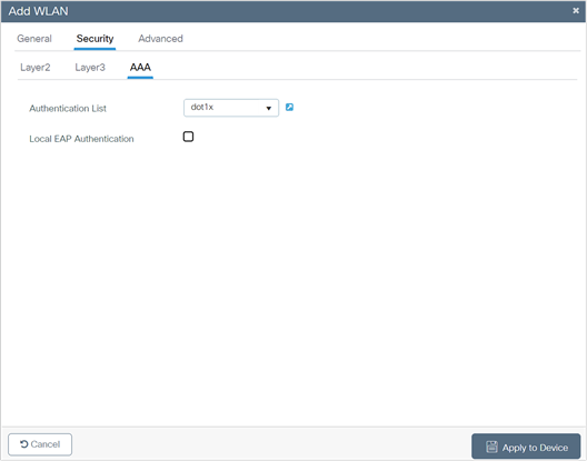 WLAN AAA configuration