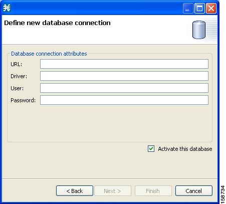 Define new database connection screen - Advanced