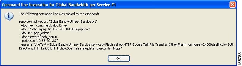 Command line invocation for Global Bandwidth per Service #1