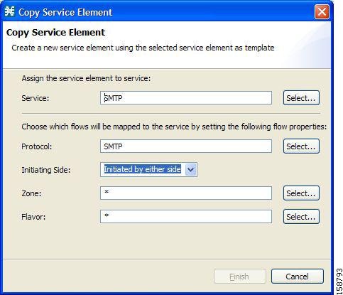 Copy Service Element dialog box 