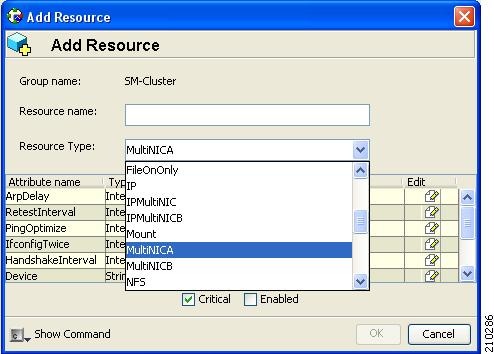 Adding Multi NICA Resource: Select MultiNICA
