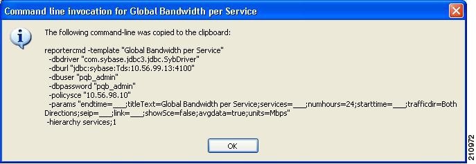 Command line invocation for Global Bandwidth per Service #1