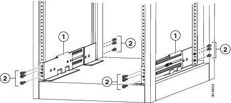 Attaching the bottom support rails to the rack.