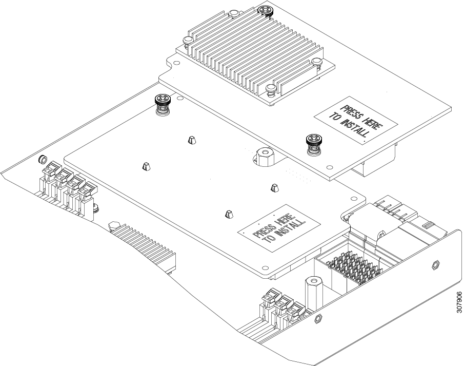 Figure shows the rear mezzanine module disconnecting from its motherboard socket and lifting off of the motherboard