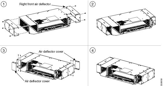 Mounting the Air Deflectors (Front-to-Back) on the NCS 2002 Shelf for ANSI Rack Configuration