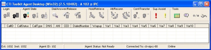 CTI OS toolkit agent desktop (see CD) built with CTI OS ActiveX controls