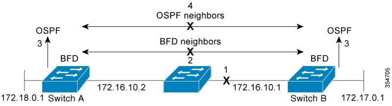 Neighbor sessions removed using BFD during network failure