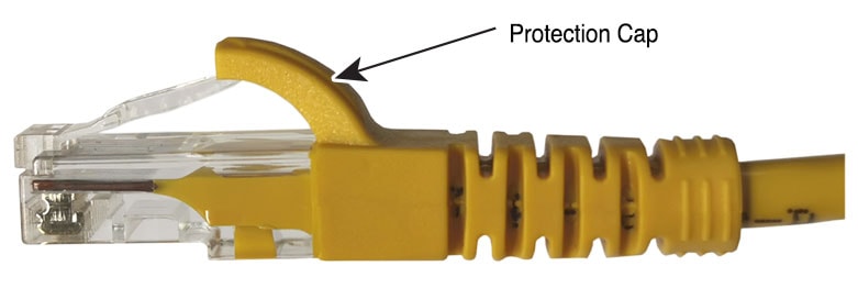 RJ-45 cable  with protection cap on SFP-H10GB-CU1M module 