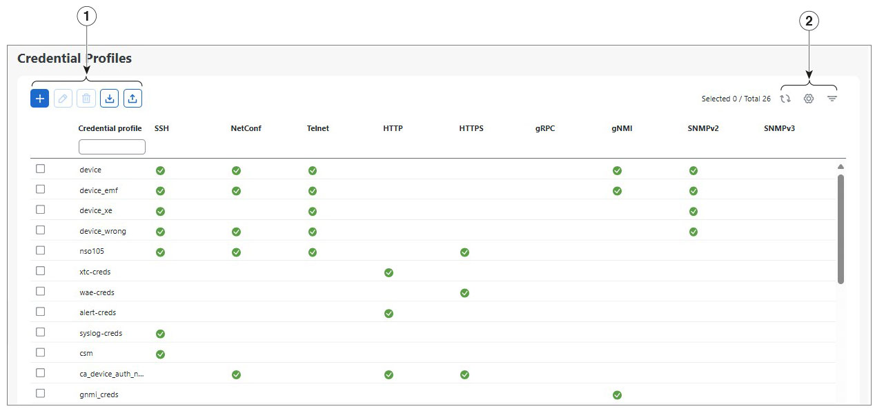 Credentials Profile window