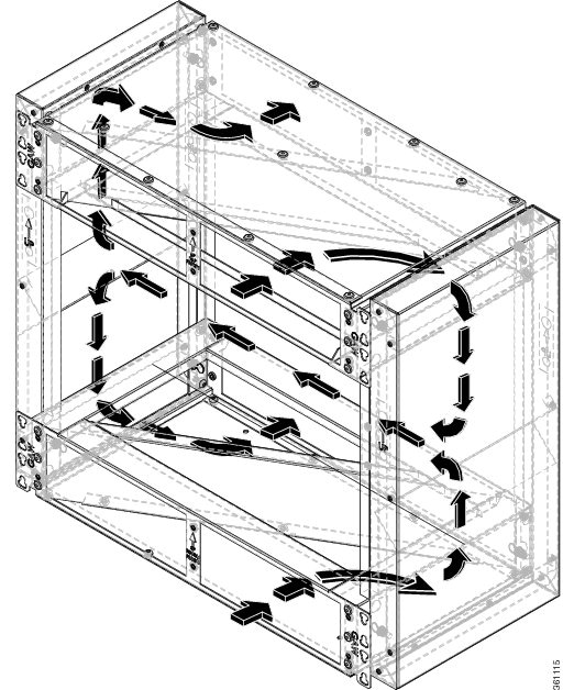 Air flow within the air plenum in the cabinet