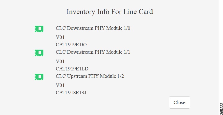 Inventory Info for Line Card