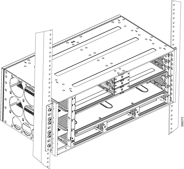This image shows how to mount the router on a 19" rack