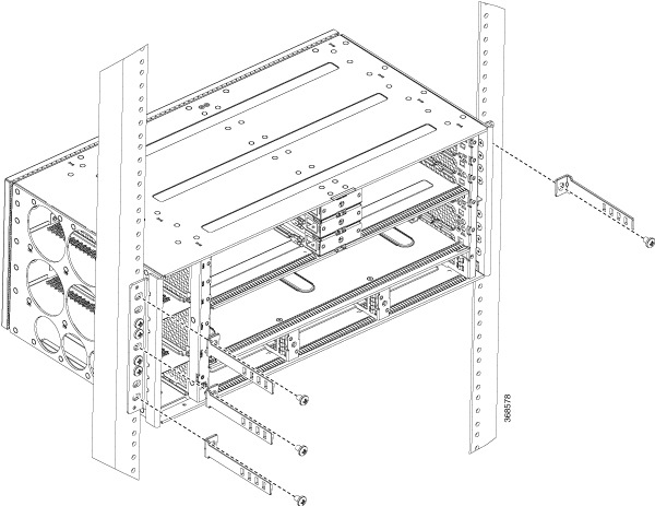 This image shows how to attach the cable management brackets to the 19" rack.