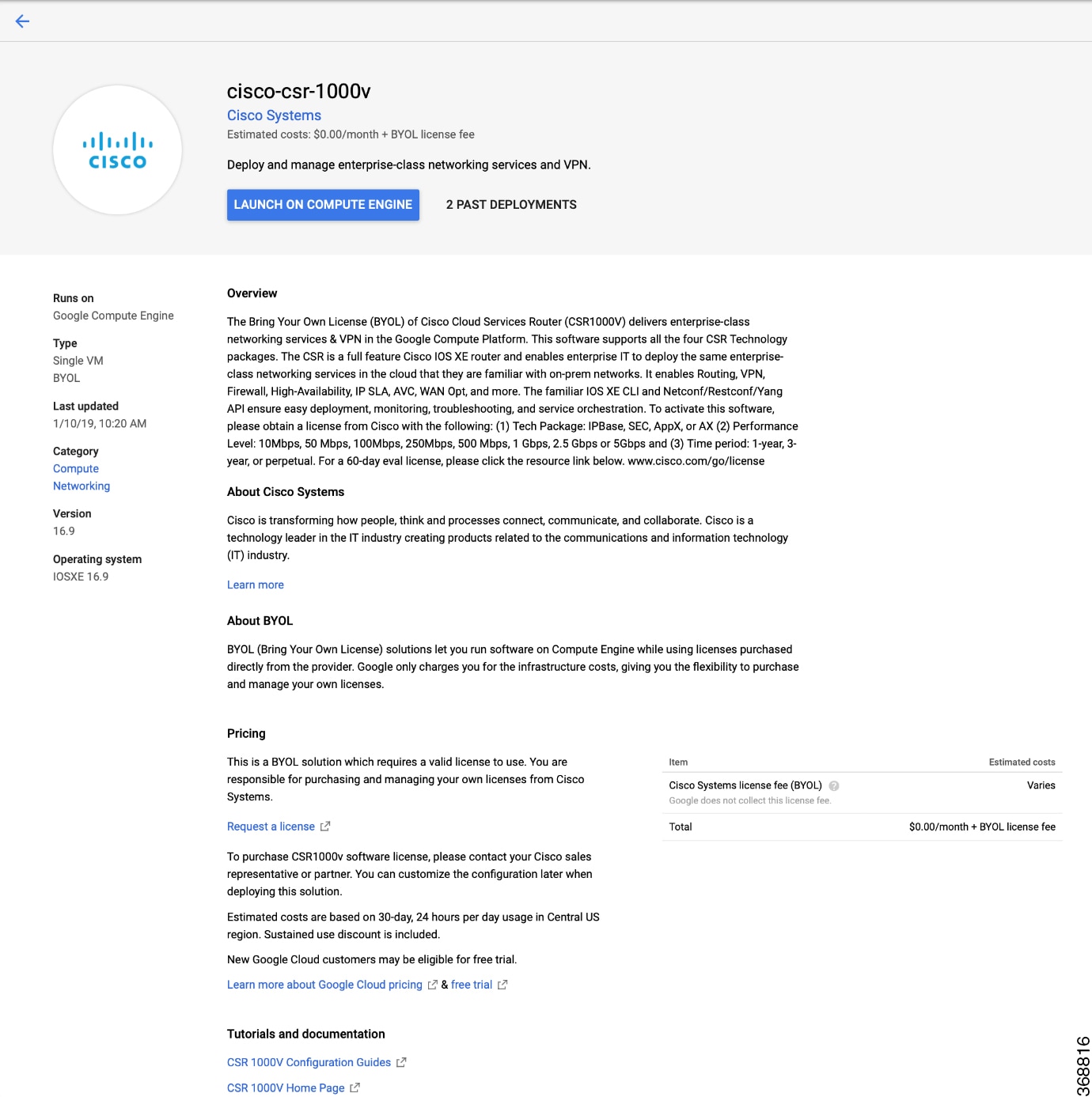 Select CSR Deployment Template-GCP