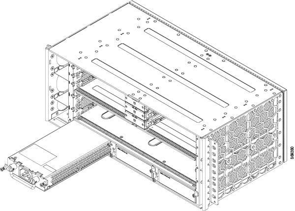 この図は、NCS 560-4 ルータに AC 電源装置（A900-PWR1200-A）を取り付ける方法を示しています。