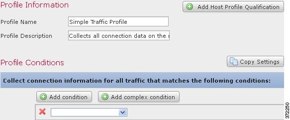Screenshot of a simple traffic profile with no conditions
