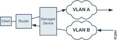두 가지 VLAN으로 전송할 수 있는 단일 연결에 대한 트래픽을 보여주는 다이어그램