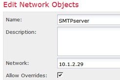 Network object defining SMTP server address.