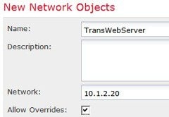 変換済み Web サーバ アドレスを定義するネットワーク オブジェクト。
