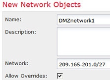 Network object defining the DMZ network 1 address.