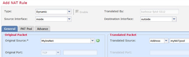 Dynamic NAT rule for MyInsNet.