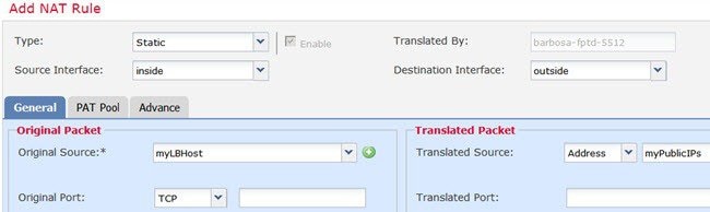 myLBHost 的静态 NAT 规则。