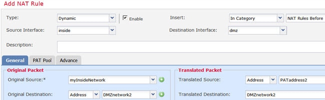 Dynamic NAT rule for DMZ network 2.