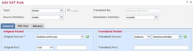 WebServerPrivate 的静态 NAT 规则。