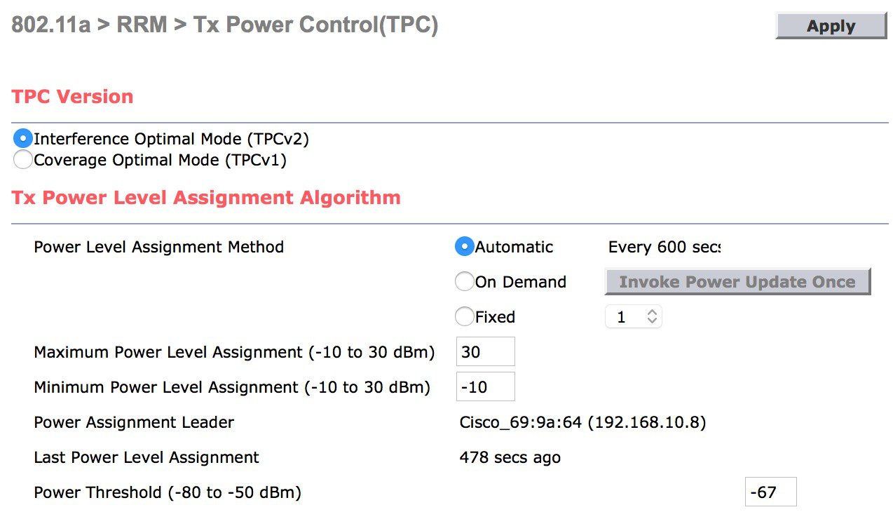 cisco tpc minimum power level assignment