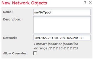 myNATpool ネットワーク オブジェクト。