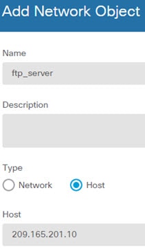 ftp_server ネットワーク オブジェクト。