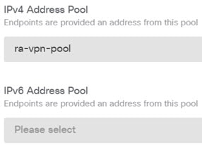 RA VPN address pool settings.