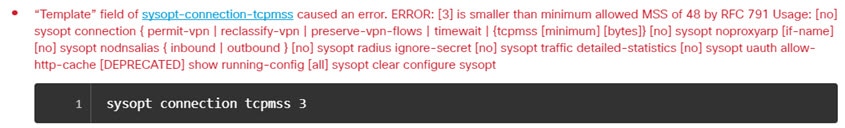 Sample error message for FlexConfig deployment failure.