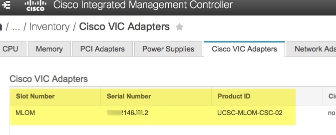 Appliance Inventory on Cisco IMC GUI