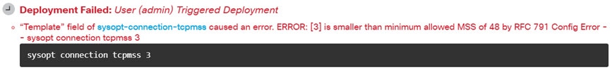Sample error message for FlexConfig deployment failure.