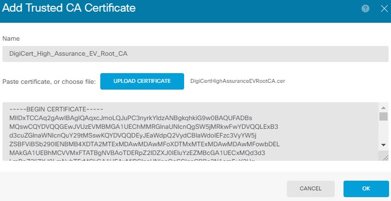 Upload the trusted CA certificate for Duo.