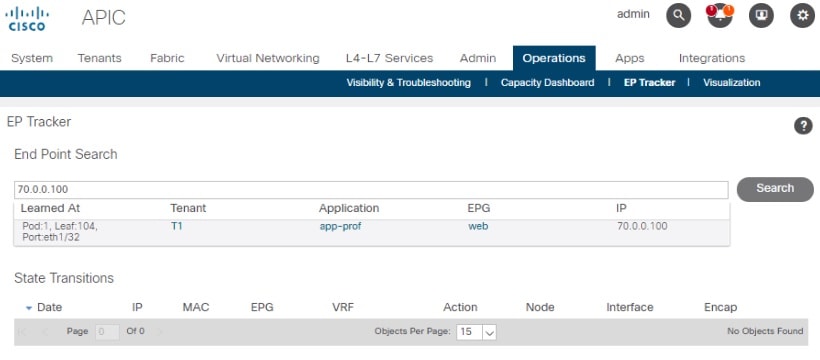 The APIC EP Tracker and Object Store Browser enables you to track the endpoints you configured