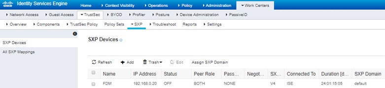 ISE で SXP デバイスを追加します。