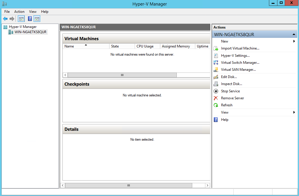 This image shows the Hyper-V Manager Console.