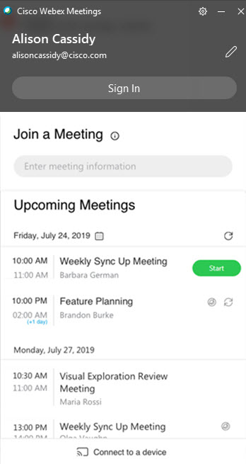 Cisco Webex Meetings desktop app.