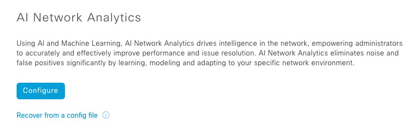 AI Network Analytics window in the Cisco DNA Center GUI