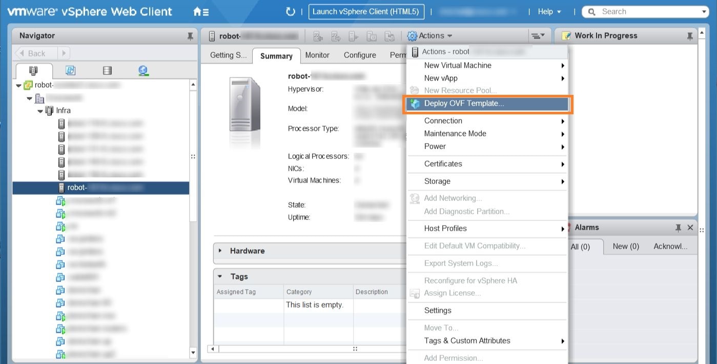 Select an OVF Template Window