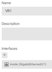 仮想ルータ 1、VR1 のプロパティ。