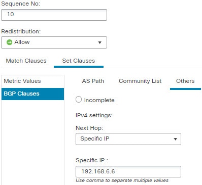 Set clause for the load balancing route map.